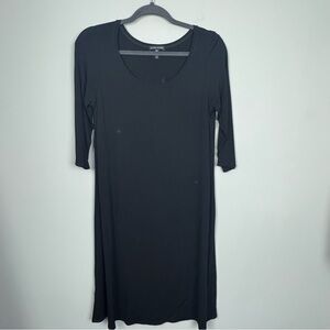 EILEEN FISHER | Classic Black 3/4 Length Long Sleeve Dress Women’s Size Small